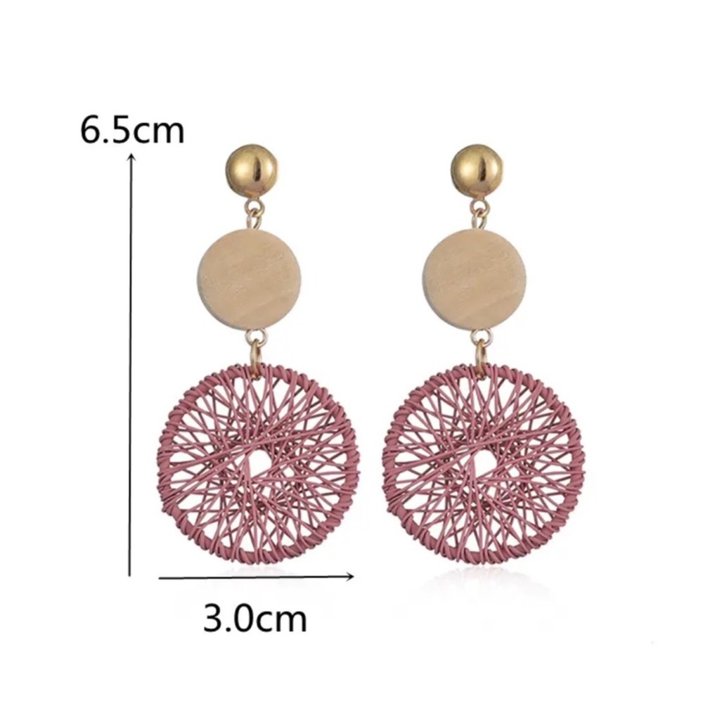 Gold Filled Pink Mauve Wood Earrings